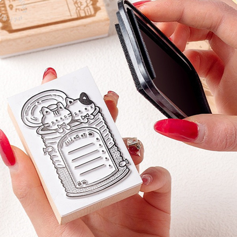 Cute Cat Wooden Rubber Stamp M - Rubber Date Stamp review and price
